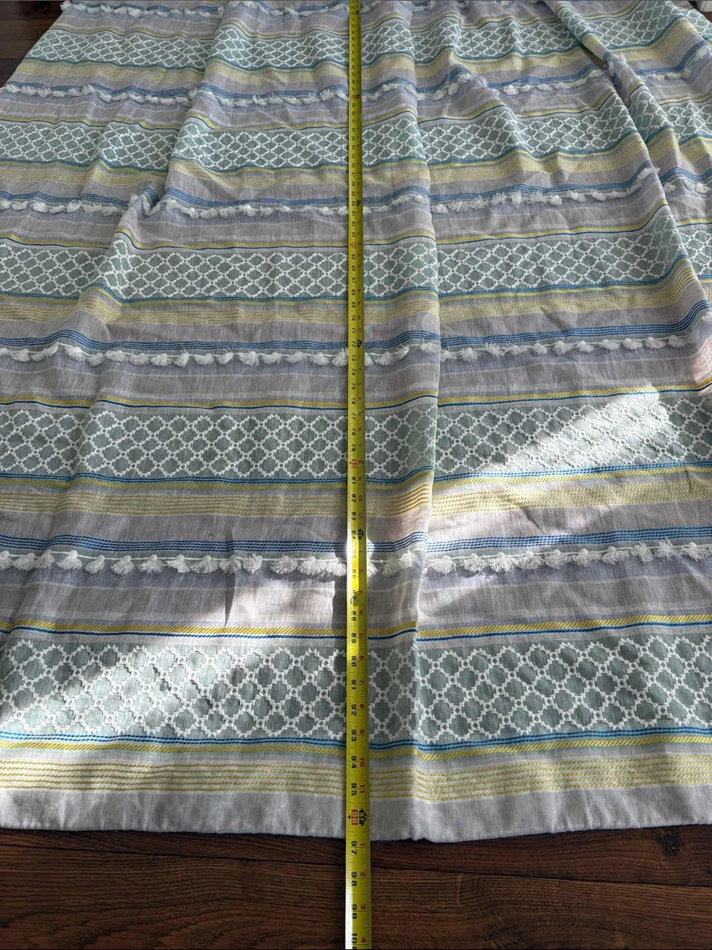 Custom Striped Geometric Blue Green Window Curtain Panels-2Sets